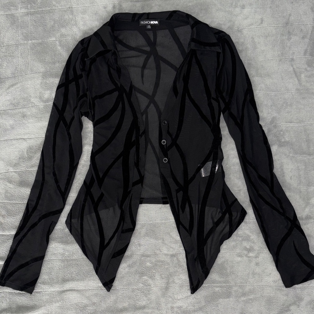 Fashion Nova Black Sheer Blazer